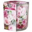 swieca zapachowa w szkle z nadrukiem roza bispol 8 cm