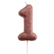 swieczka cyfra 1 glitter dekora rozowe zloto 15 cm