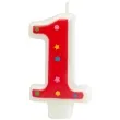 swieczka cyfra 1 w gwiazdki partypal czerwona 8 cm