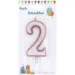 swieczka cyfra 2 partypal rozowe zloto 10 cm