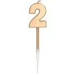 swieczka cyfra 2 rozowy zloty folat