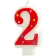swieczka cyfra 2 w gwiazdki partypal czerwona 8 cm
