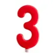 swieczka cyfra 3 giant dekora czerwona 15 cm