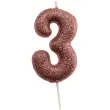 swieczka cyfra 3 glitter dekora rozowe zloto 15 cm