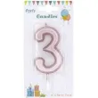swieczka cyfra 3 partypal rozowe zloto 10 cm