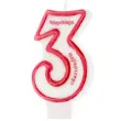 swieczka cyfra 3 wszystkiego najlepszego partypal czerwona 8 cm