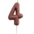 swieczka cyfra 4 glitter dekora rozowe zloto 15 cm