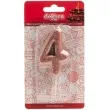 swieczka cyfra 4 glitter dekora rozowe zloto 15 cm
