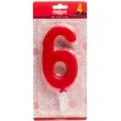 swieczka cyfra 6 giant dekora czerwona 15 cm