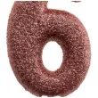 swieczka cyfra 6 glitter dekora rozowe zloto 15 cm