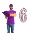 swieczka cyfra 6 partypal rozowe zloto 10 cm