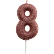 swieczka cyfra 8 glitter dekora rozowe zloto 15 cm
