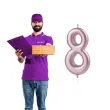 swieczka cyfra 8 partypal rozowe zloto 10 cm