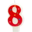 swieczka cyfra 8 w gwiazdki partypal czerwona 8 cm