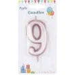 swieczka cyfra 9 partypal rozowe zloto 10 cm