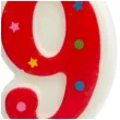 swieczka cyfra 9 w gwiazdki partypal czerwona 8 cm