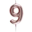swieczka metaliczna cyfra 9 rozowe zloto santex 9 cm