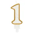 swieczka na tort 1 godan zlota z brokatem 9 cm