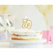 swieczka na tort 50 godan zlota z brokatem 8 cm