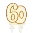 swieczka na tort 60 godan zlota z brokatem 8 cm