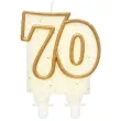 swieczka na tort 70 godan zlota z brokatem 8 cm