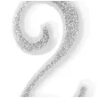 swieczka na tort cyferka 2 brokatowa srebrna partypal