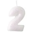 swieczka na tort cyferka 2 rozowy brokat biala amscan 6 5 cm