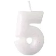 swieczka na tort cyferka 5 rozowy brokat biala amscan 6 5 cm