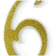 swieczka na tort cyferka 6 brokatowa zlota partypal