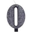 swieczka na tort cyfra 0 czarna brokatowa givi 9 5 cm