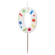 swieczka na tort cyfra 0 konfetti bialy partydeco 10 cm