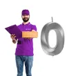 swieczka na tort cyfra 0 srebrna jix 12 cm