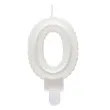 swieczka na tort cyfra 0 wypustki biala perlowa godan 7 cm