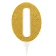 swieczka na tort cyfra 0 zlota brokatowa givi 15 5 cm