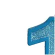 swieczka na tort cyfra 1 brokat niebieska guirca 4 cm