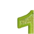 swieczka na tort cyfra 1 brokat zielona guirca 4 cm
