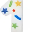 swieczka na tort cyfra 1 konfetti bialy partydeco 10 cm