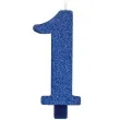 swieczka na tort cyfra 1 niebieska brokatowa givi 9 5 cm
