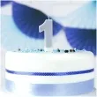 swieczka na tort cyfra 1 srebrna brokatowa partydeco 7 cm