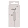 swieczka na tort cyfra 1 srebrna folat 8 cm