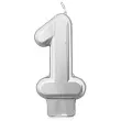 swieczka na tort cyfra 1 srebrna tamipol 7 5 cm