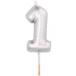 swieczka na tort cyfra 1 srebrny metalik givi 8 cm