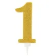 swieczka na tort cyfra 1 zlota brokatowa givi 15 5 cm