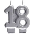 swieczka na tort cyfra 18 srebrna santex 9 cm