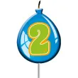 swieczka na tort cyfra 2 balonik niebieski folat 11 cm