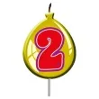 swieczka na tort cyfra 2 balonik zolty folat 11 cm