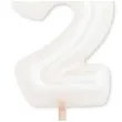 swieczka na tort cyfra 2 bialy perlowy givi 8 cm