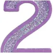 swieczka na tort cyfra 2 brokat fioletowa guirca 4 cm