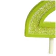 swieczka na tort cyfra 2 brokat zielona guirca 4 cm