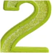 swieczka na tort cyfra 2 brokat zielona guirca 4 cm